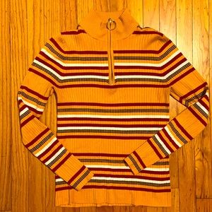 Striped zip-up sweater